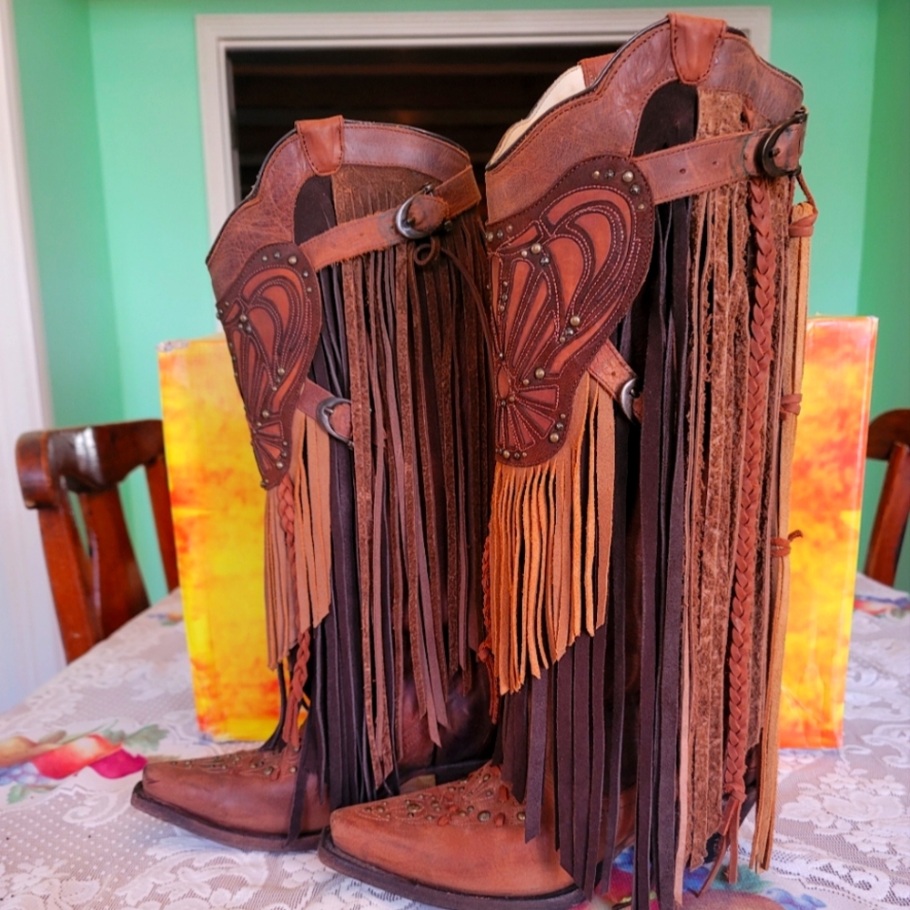 Rare Corral multi fringe harness boots